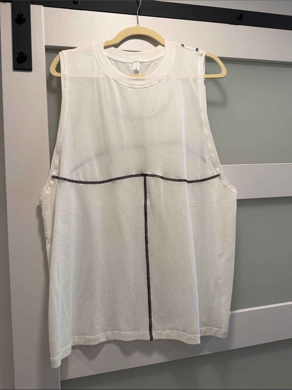 lululemon athletica White Muscle Tank with Black Stitching